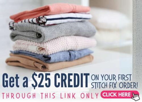 Stack of clothes // get a $25 credit on your first stitch fix order through this link only -- click here