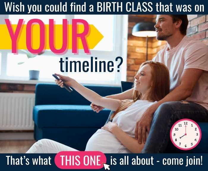 couple watching a birth class on tv // wish you could find a birth class is that is on your OWN timeline? That's what this one is all about -- come join!