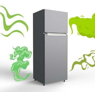 foul-smelling fridge.