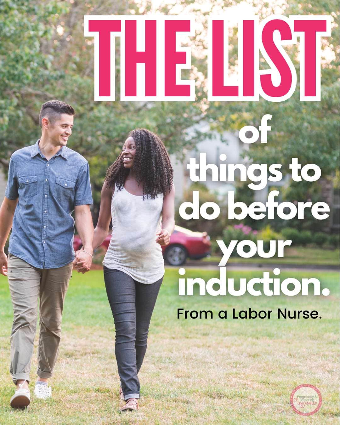 Ready for your induction? Follow these tips to ensure a smooth and stress-free experience. Pack your hospital bag, get a good night's sleep, stay active, enjoy a healthy meal, and prepare for postpartum. Learn what to expect and make the most out of your induction day! Pinterest Keywords: Pregnancy Tips, Labor Preparation, Hospital Bag Checklist, Induction Day, Postpartum Prep, Birth Plan, Prenatal Advice, Baby Arrival, Pregnancy Essentials via @pullingcurls