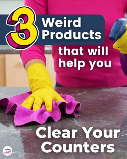 woman cleaning her counter // 3 weird products that will help you clear your counters