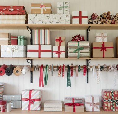 organized wrapping paper