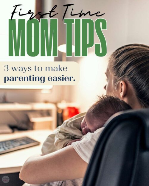 new mom looking at a computer screen // first time mom tips