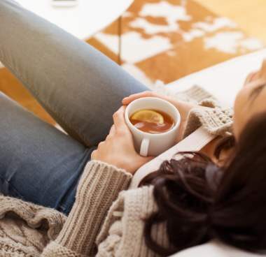 woman relaxing on the couch