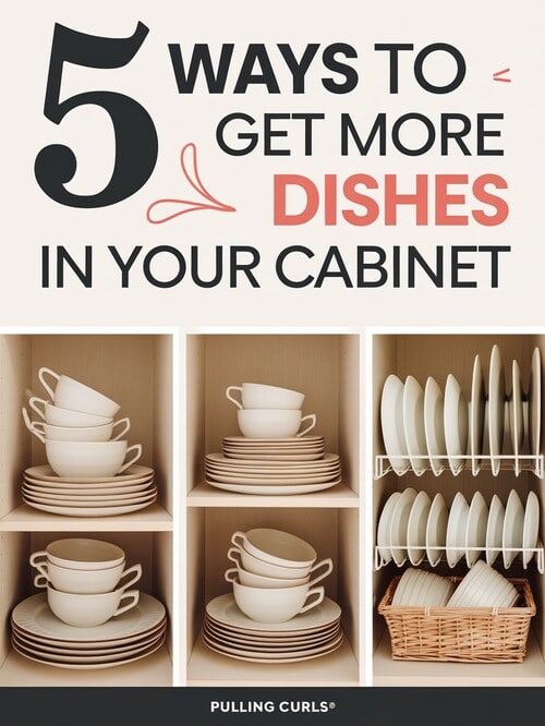 dishes in a cabinet // 5 ways to get more dishes in your cabinet via @pullingcurls