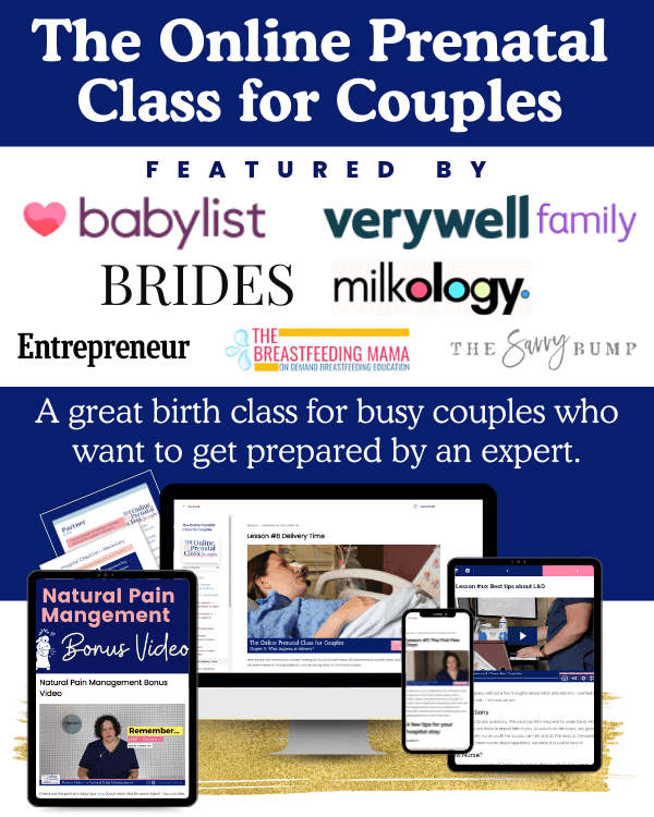 The Online Prenatal Class for couples has been featured as a great birth class for busy couples who want to get prepared by an expert.