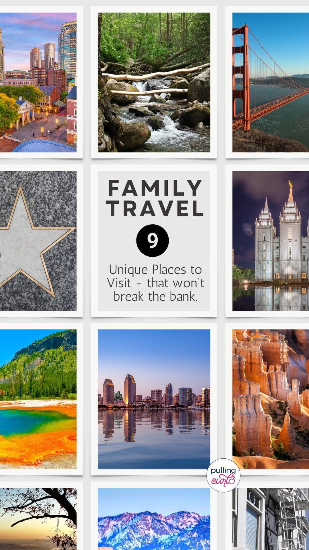 images of several great places to visit in the US with your family via @pullingcurls